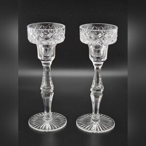 Tyrone Crystal Candlestick Fintona 7.75" Candle Holders Ireland Single Light (2)